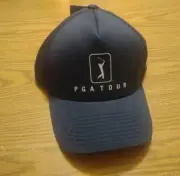PGA Tour Airflux Peacoat Navy Blue Solid White Logo Adjustable Golf Cap Hat