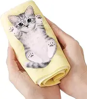 [Generic] Pocket Handkerchief Square | Small Hand Towel Cat Pattern | Small Hand Towel with Cartoon Cat Pattern for Hands, Face, Body