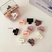 Set of 10: Acrylic Hair Clips EM0631 - Hair Clamp - 10 Pcs - Cutout Rectangle - Multicolor - Beige & Black & Brown - One Size