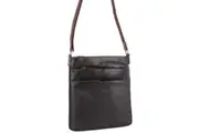 Milleni Womens Italian Leather Bag Soft Nappa Leather Cross-Body Travel - Black/Chestnut