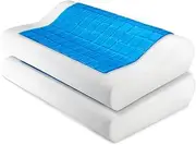 Giselle Bedding Memory Foam Pillow Cooling Gel for Sleeping Bed Hotel Cushion, Ergonomic Deep Sleep Neck Support Contour Orthopedic Side, Back and Stomach Sleepers with Cushions Cover