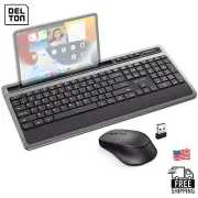 Delton T42 Wireless Keyboard with Tablet Holder and M42 Mouse Combo, Black