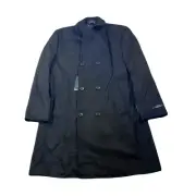 Nautica Double Breasted Wool Overcoat Mens 44L 44 Black Classic-Fit $395