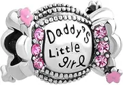 [SBI Jewelry] Daddys Little Charm for Bracelet Daughter Pink Candy Women Birthday Anniversary Compatible with Pandora Bracelet, Non-Precious Metal, No Gemstone