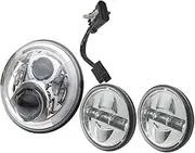 Motorcycle Headlight 7 Inch LED Headlight Projector Hi/Lo Beam with 4.5 Inch Auxiliary Passing Fog Lights For Motorcycle B