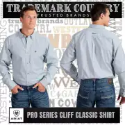 Ariat Mens Dark Green Striped Pro Series Cliff Classic Fit Shirt (10048082)