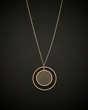 14K Italian Rose Gold Smoky Quartz Pendant Necklace