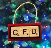 Charlotte Fire Department CFD Christmas Ornament Scrabble Tiles HandCrafted USA