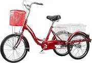 3 Wheels 20 Inch Adult Trike Bike Tricycle for Adults Cruise Trike Cargo Trike with Shopping Basket Pedal Bike for Outdoor Sports Single Speed Cycling Pedalling