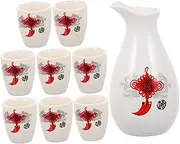 Amosfun 1 Set Sake Pot Elegant Drinkware with Cups for Sake and Entertaining and Housewarming and Stylish