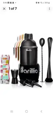 Elite Barillio Cocktail Shaker Set Bartender Kit 24 Oz Stainless Steel Black New