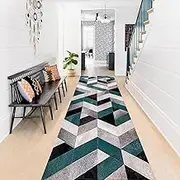 Carpet Runner 1m 1,5m 2m 2,5m 3m 3,5m 4m 4,5m 5m 5,5m 6m Machine Washable Runner Rug for Hall Kitchen Indoor Balcony or Stairs Long Area Rugs, Modern Geometric Floor Mats(60x350cm)