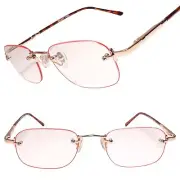 Rimless Spring Hinge Temple Gold Rectangle 1.00 Reading Glasses Reader