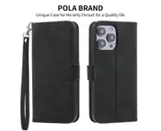 LMW Flip Leather Wallet Case for iPhone 14 Pro Max - Black