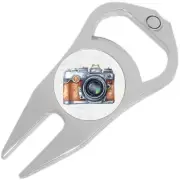 Watercolor Camera Golf Ball Marker Divot Repair Tool Bottle Opener