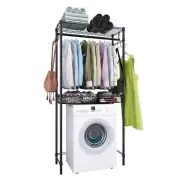 2 Tier Storage Black Wire Over The Washer And Dryer Shelf Adjustable Height