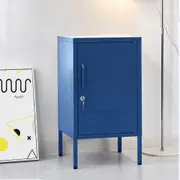 Lockable Metal Bedside Table Cabinet - Blue