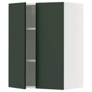 METOD wall cabinet with shelves/2 doors, white/Havstorp deep green, 60x37x80 cm