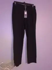 Eileen Fisher Black Washable Crepe Split Hem Slim Crop Pants XXS