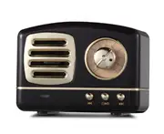 Creative Retro Bluetooth Audio Mini Portable High Quality with FM Bluetooth Small Speaker-Black