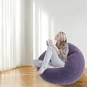 Inflatable Lounge Chair 80kg Load Capacity Blow Up Sofa PVC Flocking Inflatable Bean Bag Chair Air Lazy Sofa Foldable Inflatable Lazy Sofa for Living Room Bedroom Reading Room (B)