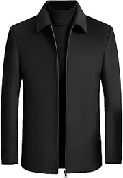 [Qolkmuiy-GJ] Men's Wool Blend Single Breasted Coat Winter Regular Fit Woollen Overcoat Winter Warm Windbreaker Trench, Black 3, 7X-Large