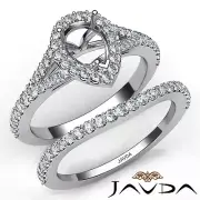 Pear Semi Mount U Prong Split Shank Diamond Engagement Ring Bridal Set 0.80Ctw
