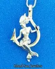 Steven Douglas Mermaid on A 14k Hook Pendant, Sterling Silver/14K