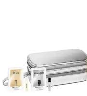 NWT {Paco Rabanne} Metallic Silver Pouch Travel Bag Vanity Case Wristlet + Bonus