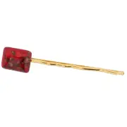 Glass Of Venice Millefiori Hairpin - Bobby Pin with Red Sparkly Murano Glass Bea