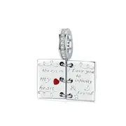 Love Note Pendant Charm for Charms Bracelet Opened Book Silver plating Fashion DIY Jewelry