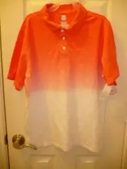 Wonder Nation Boys Short Sleeve Polo Shirt Size Medium (8) Coral White Dip Dye