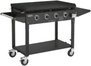 BeefEater Clubman Black 4 Burner BBQ & Trolley w/ Cast Iron Burners & Hotplate
