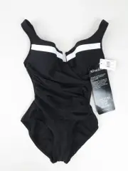 NWT! Miraclesuit 'Escape' Women's Size 8 Black/White Underwire Bra Swimwear