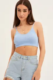 Blue Top Sleeveless Seamless - Size M, Women's Singlet