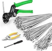 Cable Tie Gun Kit, Specialized Tool For Tightening And Cutting Stainless Steel Cable Ties, Comes With 150 Pieces Of Uv-Resistant Heavy-Duty Metal zip Ties And Industrial Scissors.