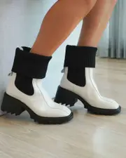 [Belle & Bloom] Perfect Illusion Knit Boot - Cream/Black