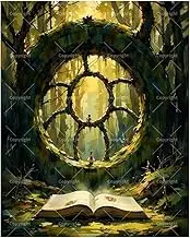 TAOPAOLAB Forest Paint by Numbers Kit for Adults - DIY Giant Circular Forest Window with Open Book Painting on Canvas 16x20 Inches, Acrylic Paint Set for Beginners, Art for Home Decoration or Gifts