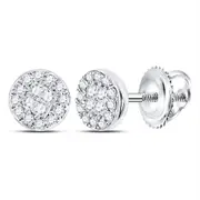 14k White Gold Princess Diamond Cluster Earrings 1/6 Cttw