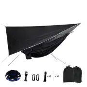 Portable Mosquito Net Nylon Camping Hammock with Waterproof Rain Fly Canopy Tarp