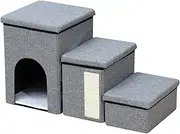Cat Bed Storage Box, Multifunctional Pet Stairs, Foldable Comfortable Apartment and Storage Box, Adjustable and Easy to Carry, Good Load-Bearing Capacity, Suitable for Cats and Dogs