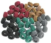 FPPO Abrasive Buffing Polishing Wheel Set for Rotary Tool,Mini scouring pad Brush Polishing kit, Removal of Rust,Deburring on Metal Surface,with 3mm Mandrel (mix50pcs)