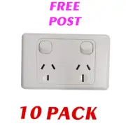 10 x Double 10Amp + 15Amp Powerpoint / GPO Outlet ELECTRICAL FREE SHIPPING