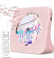 CD Player Portable with Bluetooth 5.0, HiFi Sound Speaker, CD Music Remote Pink
