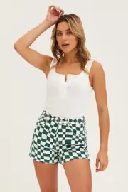 White Button Front Rib Bodysuit - Size XS, Women's Bodysuit