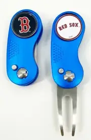 GOLF SWITCHBLADE Boston Red Sox DIVOT REPAIR TOOL + Ballmarker Blue