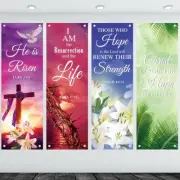 FuWeave 4 Easter Church Banners with Scripture for Sanctuary Wall Worship Rel...
