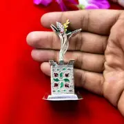 Silver Tulasi Tulsi Holy Basil Plant Temple, Pooja Krishna Worship
