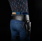 LEATHER WESTERN SMITH & WESSON MODELTOOLED HOLSTER GUN BELT DROP LOOP RIG SASS