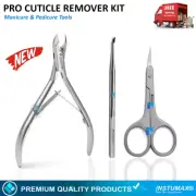 Nail Pusher Cuticle Remover Manicure Pedicure Tool 3 Pcs Kit Set Spoon Trimmer